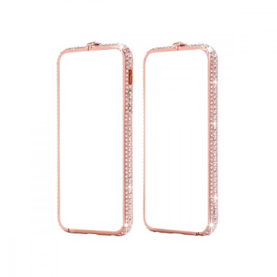 Carcasa Husa iPhone 7, Envisage, Bumper Luxury, compatibil cu iPhone 7, placata cu diamante cristale, Aur Roz foto