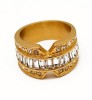 Inel Inox Aurit cu --ZIRCONII-- albe IF528