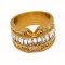 Inel Inox Aurit cu --ZIRCONII-- albe IF528