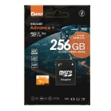 Dato - Memory Card Advance+ with Adapter (DTTF256GU3A2V30AP) - MicroSDXC, 256GB, U3, A2, V30, Read 160MB/s - Black
