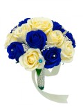 Buchet mediu personalizabil cu trandafiri, perlute, strasuri si bijuterii (Crem, Albastru), Eventissimi&reg;