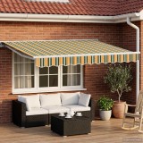vidaXL Copertină retractabilă manuală Verde și galben 3 x 2,5 m 3420228