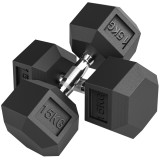 HOMCOM Set Ganteră Hexagonală 2x15 kg din Cauciuc, Portabilă, pentru Sală sau Acasă | Aosom Romania