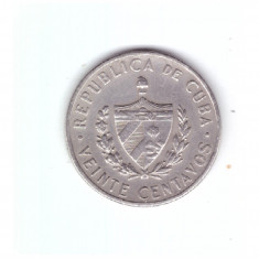 Moneda Cuba 20 centavos 1962 Jose Marti, stare foarte buna, curata