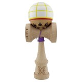 Kendama X Originala, Profesionala, Cyrax, Big Cups V2, Model Glob Super Sticky Legendary Cupe Mari, Rulment Metalic cu Ata 55 cm, Alb/Galben/Rosu