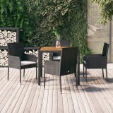 VidaXL Set mobilier de grădină cu perne, 5 piese, negru, poliratan