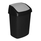 Cos de gunoi cu capac batant, Curver, plastic, negru, 25 L, 27.8x34.6x51.1 cm