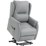 HOMCOM Fotoliu Reclinabil Electric cu Ridicare (155&deg;), Șezut Lat pentru Seniori, Telecomandă, Gri Deschis | Aosom Romania