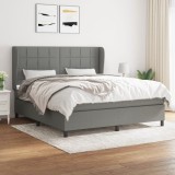 Gossi pat box spring cu saltea, gri inchis, 180x200 cm, textil