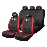 Set Huse Scaune Universale HLX6 Compatibile cu Fiat &ndash; Negru/Rosu