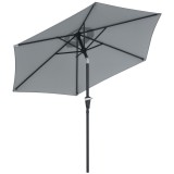 Outsunny Umbrelă Inclinabilă pentru Grădină și Terasă 2.3x2m cu Deschidere Ușoară prin Manivelă, Structură Metalică și 6 Stinghii, Gri | Aosom Romania