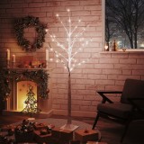 Gossi mesteacan cu led, alb, 96 led-uri alb calde, 180 cm