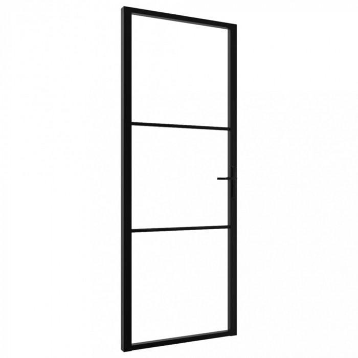 Ușă de interior, negru, 76x201,5 cm, sticlă ESG și aluminiu