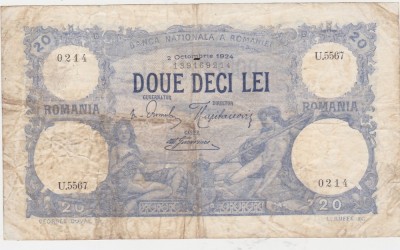 ROMANIA 20 lei octombrie 1924 F foto
