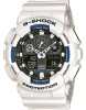 Ceas Barbatesc Casio G-Shock GA-100B-7A, Hibrid, Rezistent Apa 20ATM, Curea Rasina, Negru/Alb