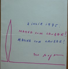 Autograf, semnatura, suvenir pentru inramat, Geo Bogza