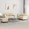 VidaXL Set de canapele cu perne, 3 piese, crem, textil