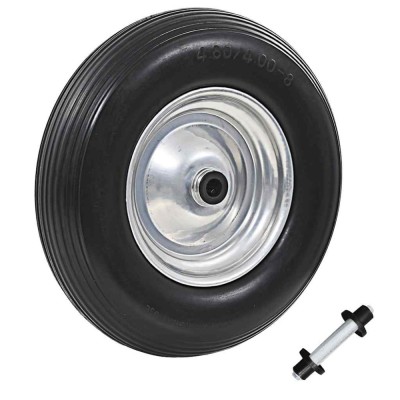 vidaXL Roată de roabă cu osie, 4.00-8, PU solid, 390 mm 142978 foto