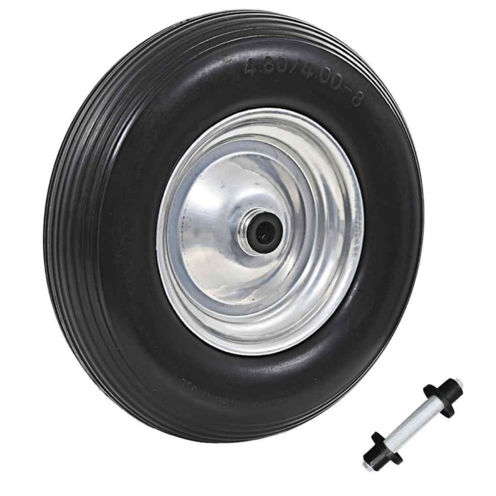 vidaXL Roată de roabă cu osie, 4.00-8, PU solid, 390 mm 142978