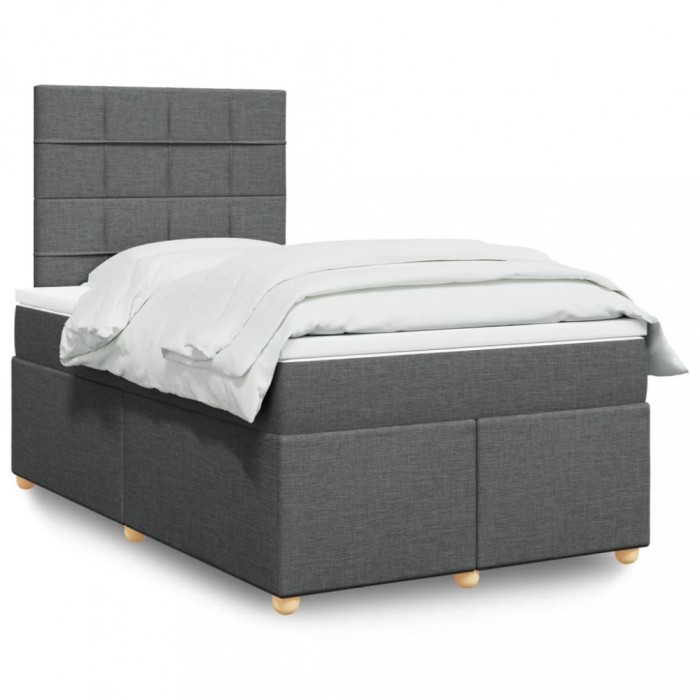 vidaXL Pat box spring cu saltea, gri &icirc;nchis, 120x200 cm, textil 3291248