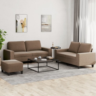 vidaXL Set de canapele, 3 piese, maro, textil 3201893 foto