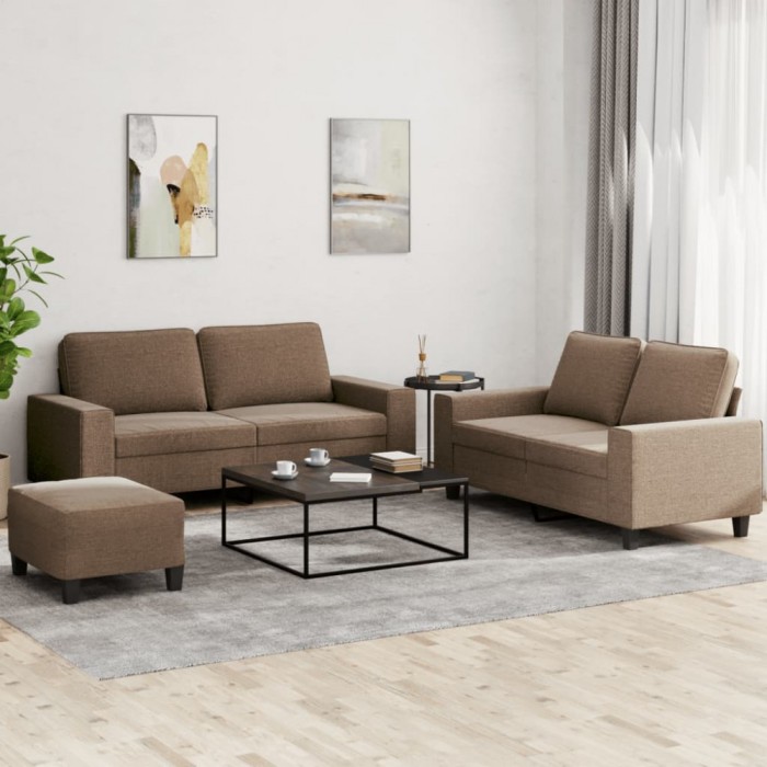 vidaXL Set de canapele, 3 piese, maro, textil 3201893
