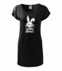 Tricou rochie Malfini bumbac print "Hunny Bunny" marimi S, M, L, XL, Casual, Imprimeu grafic, Negru