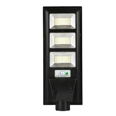 Lampa solara stradala eMazing, cu telecomanda, senzor de miscare si lumina, suport prindere, 144 LED-uri, IP65, ABS, 8AH, 150W, temperatura culoare 65 foto