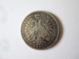 Rara! Austro-Ungaria 1 Florin 1866 A UNC argint cu patina deosebita