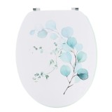 Capac Toaletă 45 Cm Mdf Prinderi Inox &ndash; Design Floral &ndash; Bleu | Capace Wc