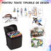 Set 48Markere Eliandeco &reg;, Cu 2 Varfuri Intens Colorate, Geanta De Depozitare Inclusa, Pentru Toate Tipurile