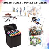 Set 48Markere Eliandeco &reg;, Cu 2 Varfuri Intens Colorate, Geanta De Depozitare Inclusa, Pentru Toate Tipurile
