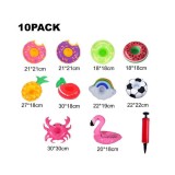 Set 10 suporturi plutitoare pentru bauturi Leziter Floatmate, gonflabile, cu pompa