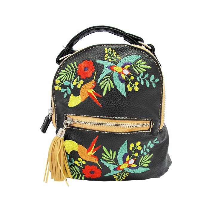 Ghiozdan tip rucsac Pigna mic negru broderie MCRS1883-5 Ghiozdan tip rucsac Pigna mic negru broderie MCRS1883-5