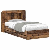 vidaXL Cadru de pat cu depozitare cu headboard Lemn vechi 80 x 200 cm 3434000