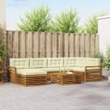 vidaXL Set de canapele de exterior cu pernă 7 pcs Natural și Crem 3373780