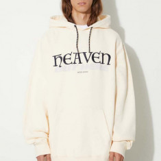 Wood Wood hanorac de bumbac Zeus heaven hoodie bărbați, culoarea bej, cu glugă, cu imprimeu 12335603.2493