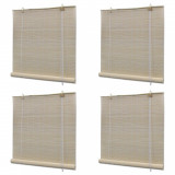 Jaluzele din bambus natural tip rulou, 4 buc., 120 x 160 cm