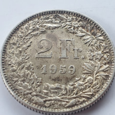 Elveția 2 francs / franci 1959 argint