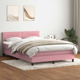 vidaXL Pat box spring cu saltea, roz, 140x220 cm, catifea 3316358