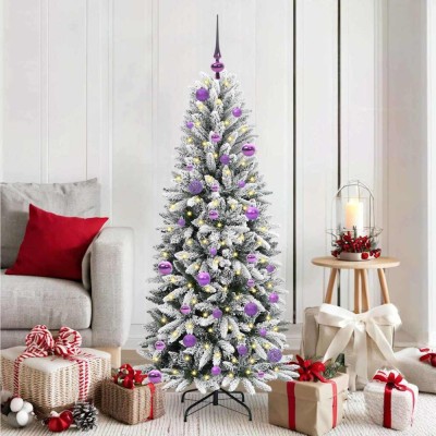 vidaXL Brad de Crăciun artificial cu 150 LED Alb 63 x 63 x 150 cm 3396039 foto