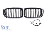 Grile de rinichi iluminate stil Iconic Glow cu fante duble potrivite pentru BMW X3 F25 2014-2017, negru lucios Performance AutoTuning