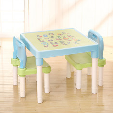 Set masa si 2 scaune pentru activitati copii, cu design interactiv, alfabet foto