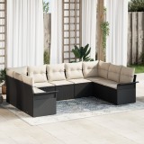 VidaXL Set de Canapea de Grădină 9 Piese cu Perne Răchită Neagră