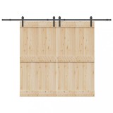 VidaXL Set feronerie pentru uși glisante, negru, 305 cm, oțel