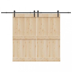 vidaXL Set feronerie pentru uși glisante, negru, 305 cm, oțel