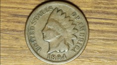SUA / USA - moneda de colectie istorica - 1 indian head cent 1894 - cap indian - an mai rar !