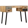 Birou Lemn Masiv Tec Reciclat 110x50x76 cm vidaXL Multicolor Vintage cu 4 Sertare