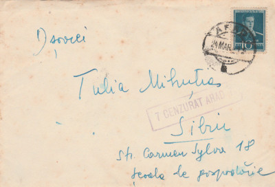 1944 Romania - Plic cu scrisoare circulat la Sibiu cu stampila de cenzura ARAD 7 foto