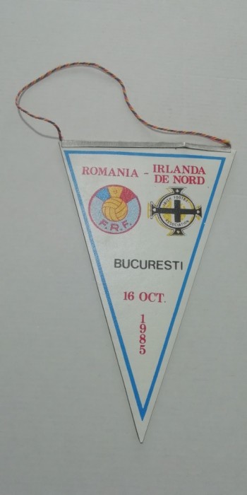 D9 67 - fanion - sport - fobal - echipa nationala - Romania - Irlanda de Nord - 6 octombrie 1985